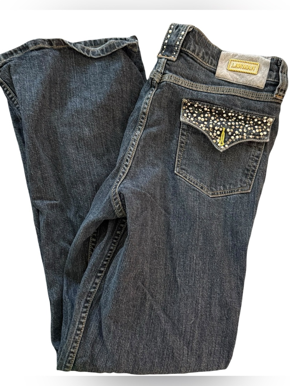 Lawman Western Vintage Embellished Dark Wash Boot Cut Jeans